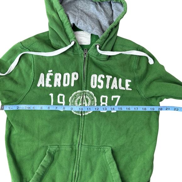 Aeropostale Green Full Zip Hoodie Large Embroidered 1987 Size M - Picture 6 of 8